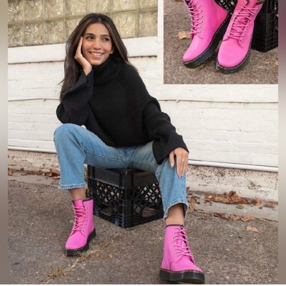 Pink Lace-Up Doc Martins Boots